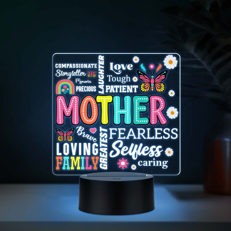 Inspirational Quote UV Print Auto Color Changing LED Lamp for Mom   Acrylic Light